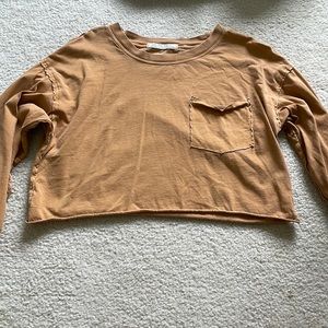 yellow long sleeve free people crop top